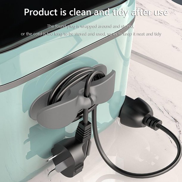 Envoltura de almacenamiento de cable adhesivo con clip organizador de cables de 1 pieza (gris)