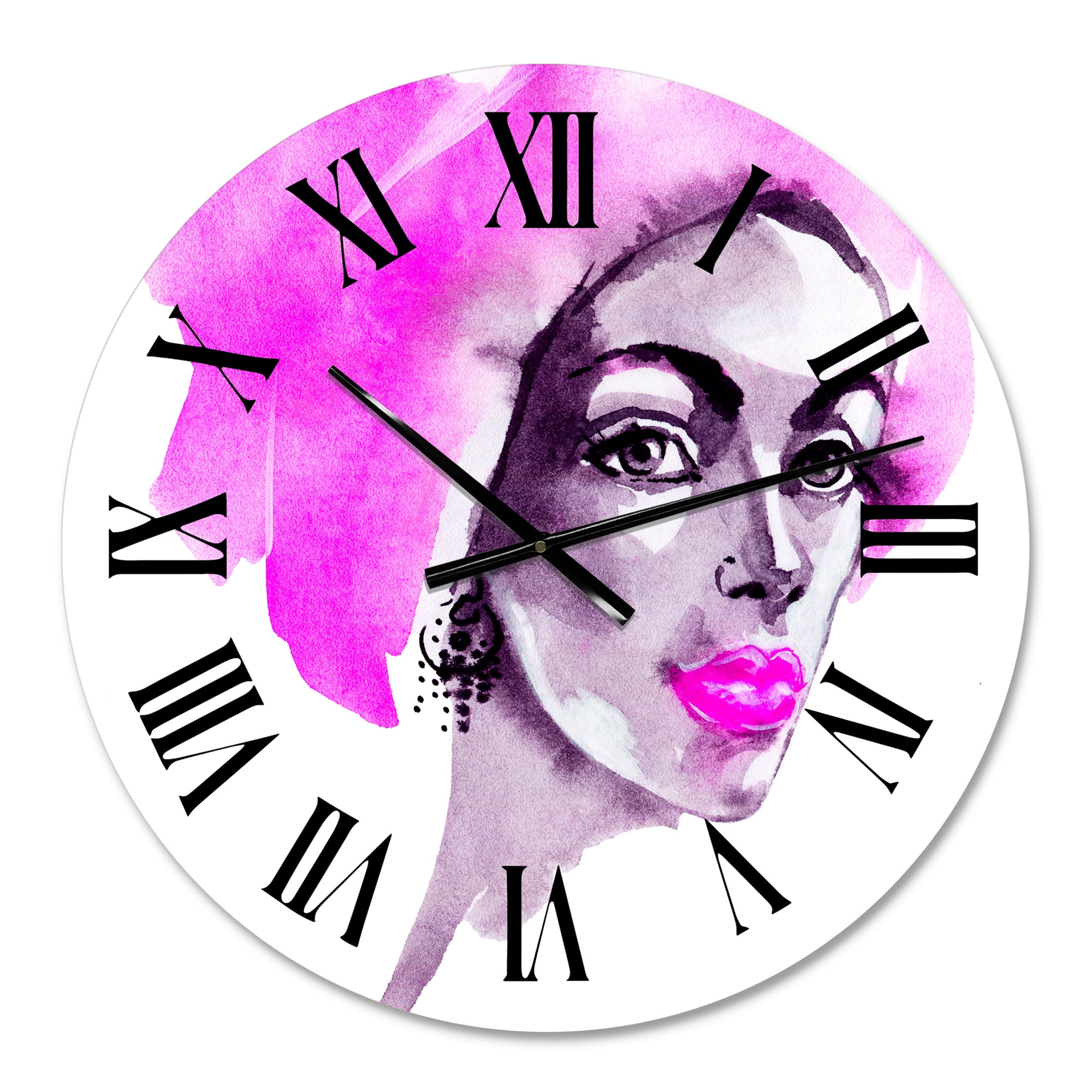Designart 'Afro American Woman Fashion Portrait' Modern Wall Clock