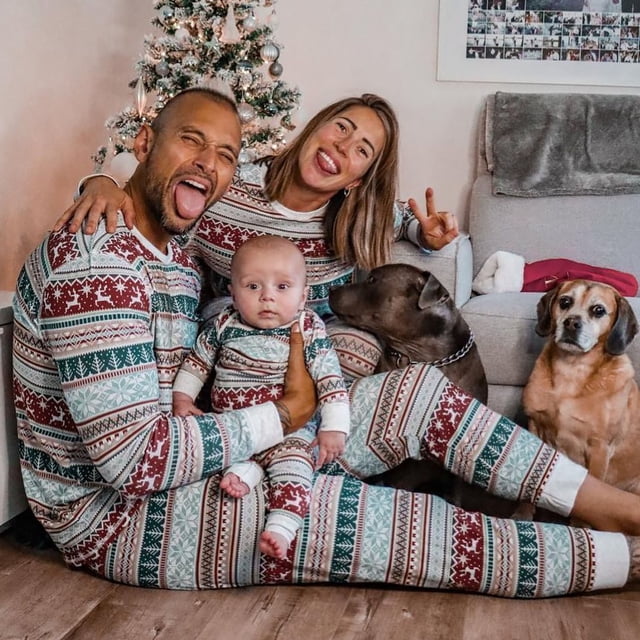 Pyjamas de Noël Assortis pour Famille Ensembles Automne et Hiver Décontracté Ample Manches Longues avec Col Rond Imprimé de Noël Pyjamas de Noël pour Enfants Taille : 5-6 Ans