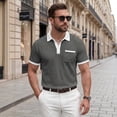 thumbnail image 2 of LTTVQM Polo Shirts for Men Casual Short Sleeve Button Golf Slim Fit Shirt with Pocket & Collar 2026 Spring Summer Stylish Tops Gray 2XL, 2 of 6