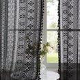 thumbnail image 4 of Bohogeo White Linen Textured Tassel Sheer Lace Curtain Panels, Chic Crochet Geometry Knitting Rod Pocket Farmhouse Window Curtain Drapes for Living Room/Bedroom, 2 Panels, 84" L x 40" W, 4 of 9