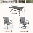 thumbnail image 5 of Summit Living Black 7-Piece Metal Outdoor Patio Dining Set with 2 Swivel Chairs, 4 Fixed Chairs & 60" Patio Table with Umbrella Hole for 6, Gray Cushion, 5 of 15