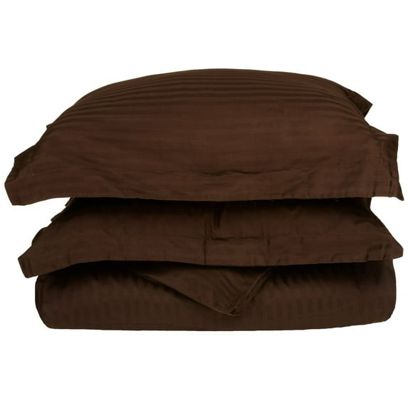 300-Thread Count 100% Egyptian Cotton Lightweight Stripes Duvet Cover Set Mocha / Twin