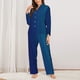 thumbnail image 2 of Balery teal blue Conjunto de Pijama con Estampado para Mujer, Conjunto de Dos Piezas con Manga Larga, Ropa de Dormir Suave con Bolsillos, Pijamas Cómodos-Medium, 2 of 7