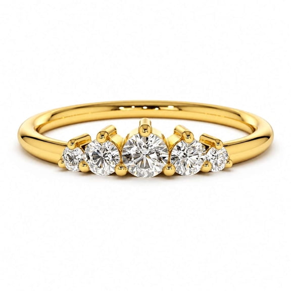 vylahjewellery Five Stone Round Cut Moissanite Ring, Engagement Ring for Women, Elegant Anniversary Proposal Ring
