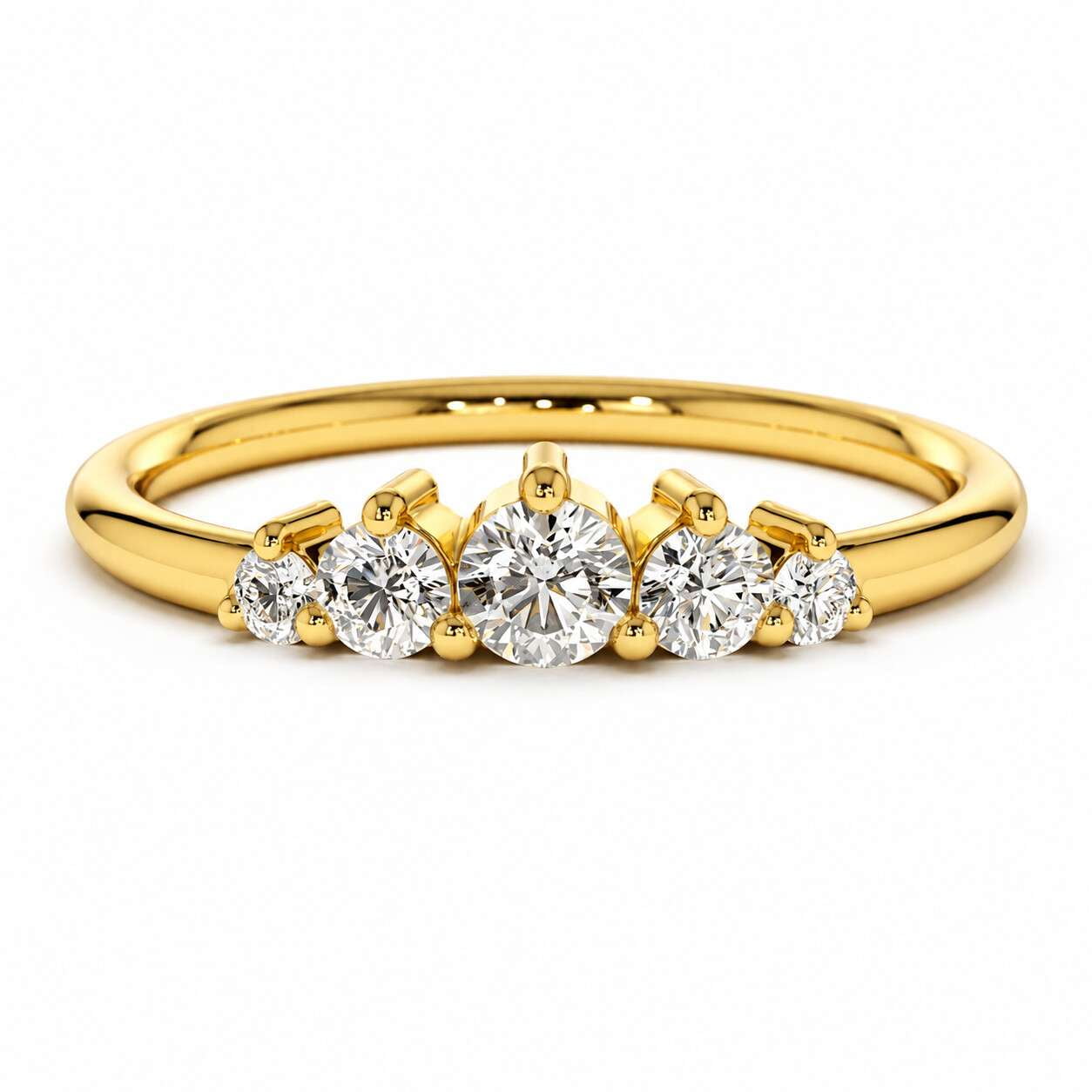 vylahjewellery Five Stone Round Cut Moissanite Ring, Engagement Ring for Women, Elegant Anniversary Proposal Ring