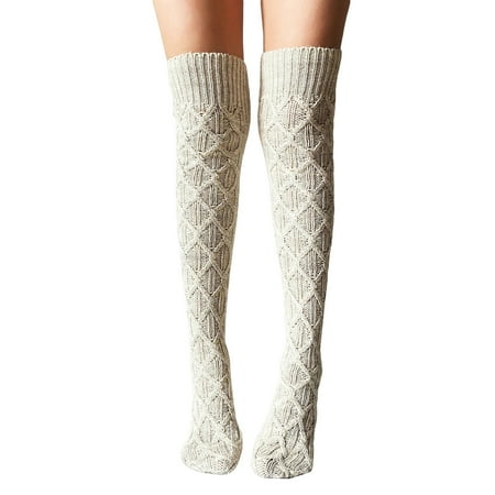 

Mxiqqpltky Compression Socks For Women Solid Color Knitted Crochet Over Knee Leg Warmers Socks