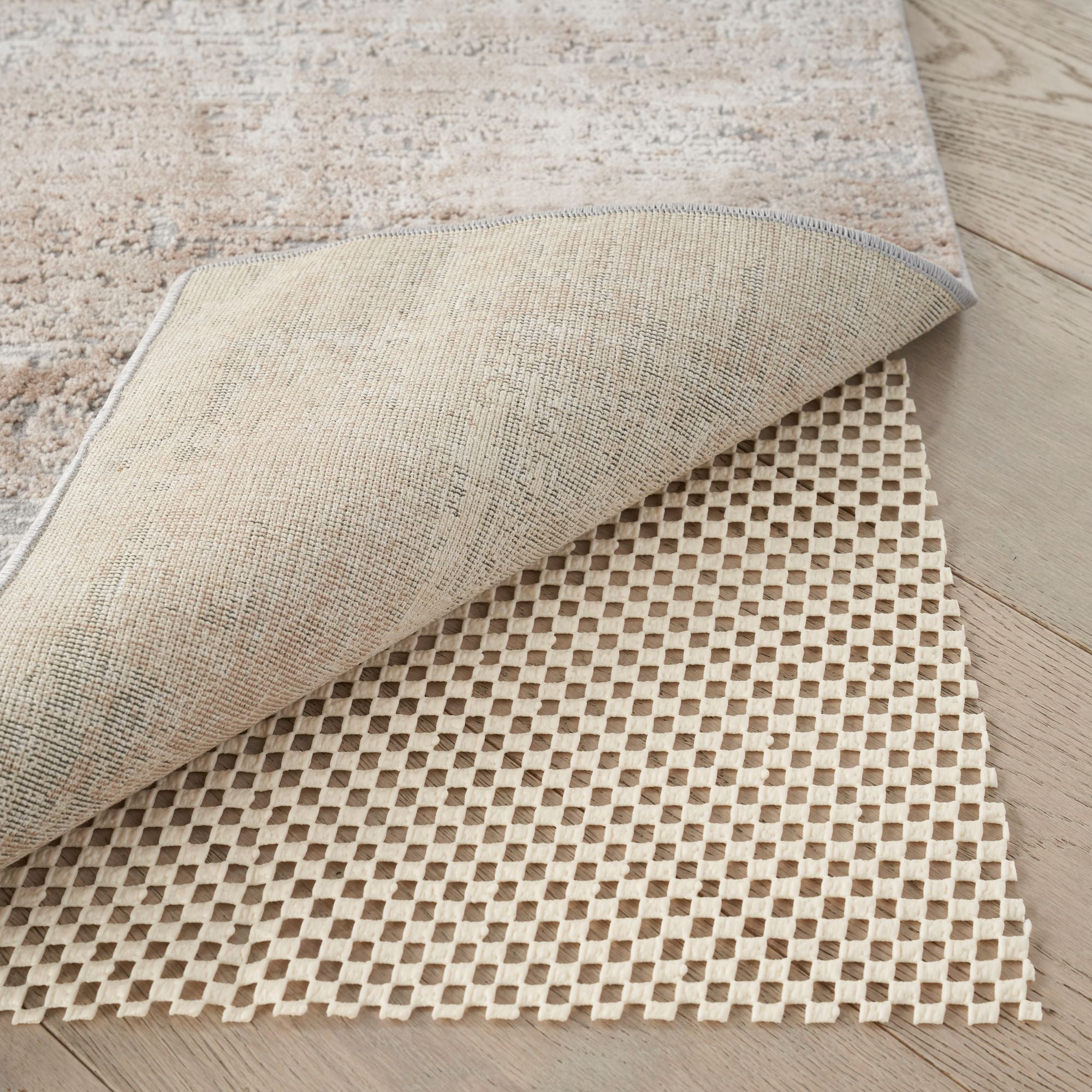 Grid-Loc Ivory 4'8" x 7'6" Non-Slip Rug Pag