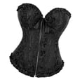 thumbnail image 1 of Corsé vintage negro para mujer, corsés y bustiers con cordones y cremallera, faja moldeadora floral., 1 of 5