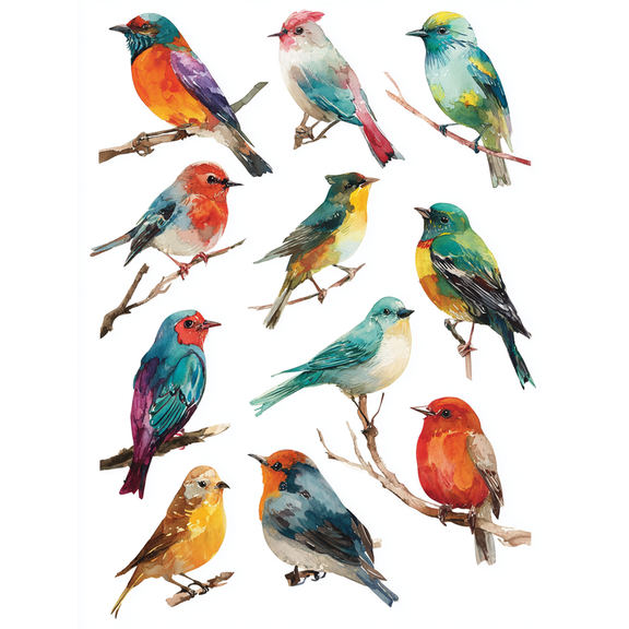Watercolor Bird Canvas Wall Art 15.75x11.81 Inches