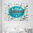 thumbnail image 1 of Fitness Tapestry, You Can Do Much More Encouraging Phrase with Gym Icons Cardio Sport Wellness, Wall Hanging for Bedroom Living Room Dorm Decor, 80W X 60L Inches, Teal White Red, by Ambesonne, 1 of 2