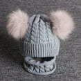 thumbnail image 2 of HESHENG Kid Child Baby Boys Girls Beanie Hat Cap Winter Warm Double Pom Pom Bobble Knit Hats Scraf Set 2PCS, 2 of 3