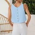 thumbnail image 4 of TANYSU Women's Linen Blend Casual Tank Tops Sleeveless Round Neck Button Up Shirt For Summer Comfortable Breathable Loose Fit U Neckline Solid Color Vests Stylish, 4 of 7