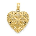 thumbnail image 3 of 14k Gold Diamond-Cut Open Puffed Heart Pendant, 3 of 4