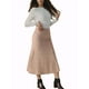 thumbnail image 4 of FALDA MIDI DE SUÉTER ELÁSTICA DE CINTURA ALTA PARA MUJERES CHIC RIBETEADA EN COLOR MARRÓN, 4 of 6