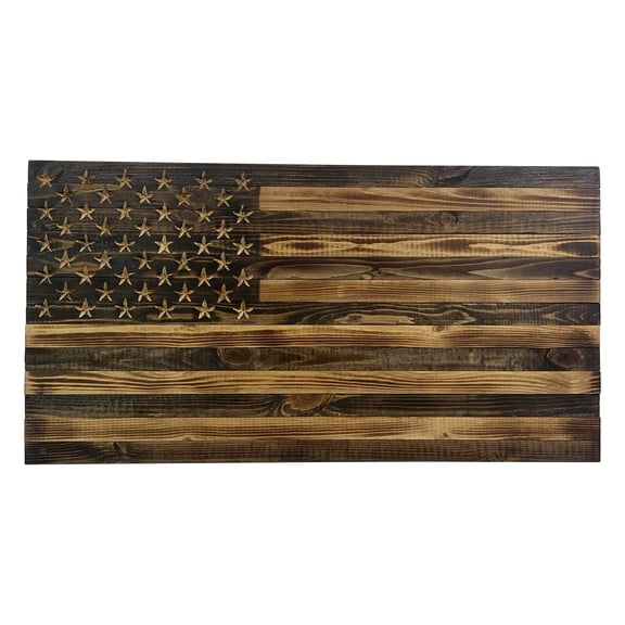 Rustic Wooden Natural Finish American Flag Indoor or Outdoor Patriotic Wall Art