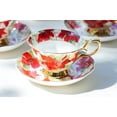 thumbnail image 4 of Stechcol Gracie Poinsettia Gold 7oz Bone China Tea Cup and Saucer, 4 of 5
