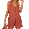 thumbnail image 6 of Usmixi Jumpsuits for Women Casual Solid Soft Knitted Ribbed Button up Loose Pocket Tank Jumpsuits Overalls Summer Formal Plain Round Neck Sleeveless Short Rompers Orange l, 6 of 6