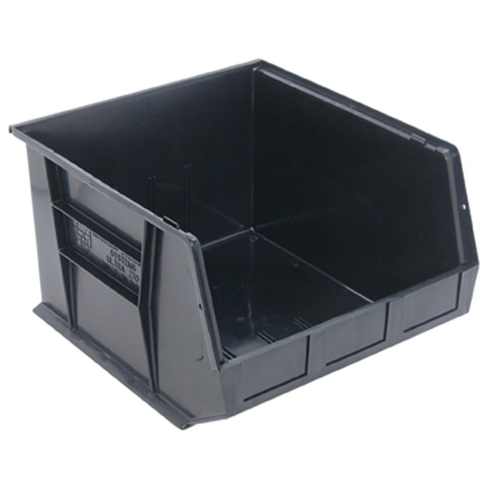 Quantum QUS270 Plastic Stacking Bin, 161/2 x 18 x 11 Black, Lot of 3