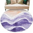 thumbnail image 2 of Purple Waves Coastal 6ft Round Rug, PurpleOmbre Summer Beach Oceans Non-Skid Rubber Backing Large Area Rugs - Living Room Bedroom Home Office, Indoor Floor Mat Carpets Washable Rug, 2 of 9