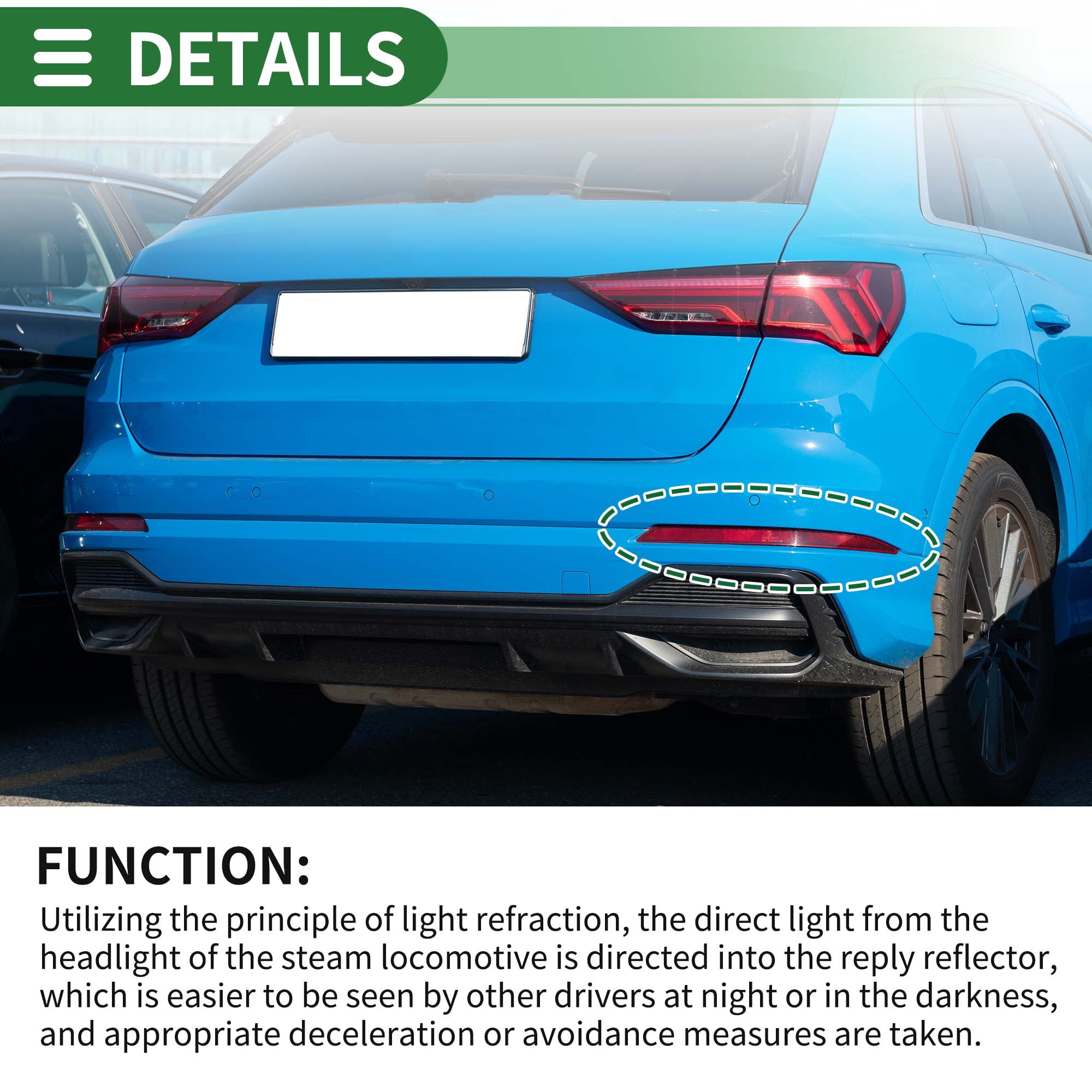 Unique Bargains Bumper Reflector Side Marker for Audi Q3 F3 2018-2022 No.83G945106