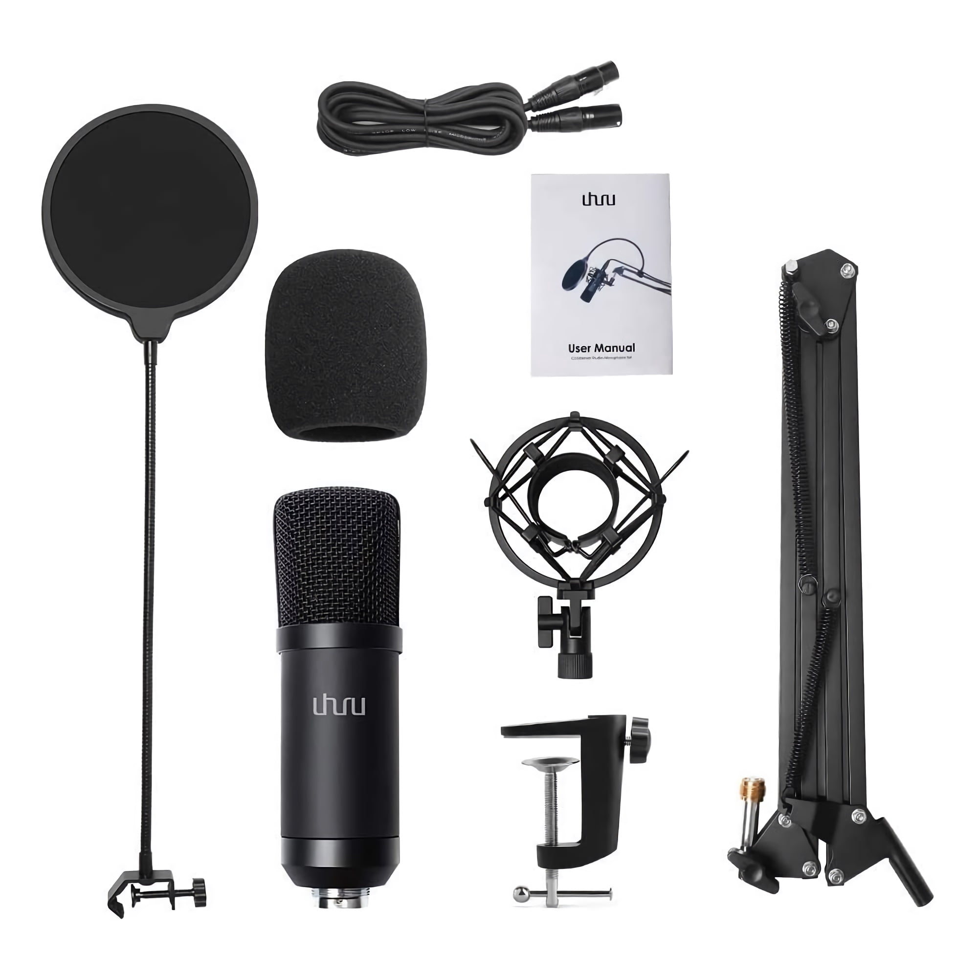 Condenser Microphone Set, Professional Studio Cardioid Microphone Kit with Boom Arm, Shock Mount for Streaming, Recording, Podcasts, YouTube - XM900
