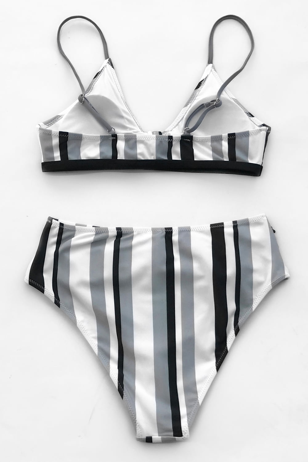 CUPSHE Womens Stripe Bikini Bowknot Shirred Swimsuit