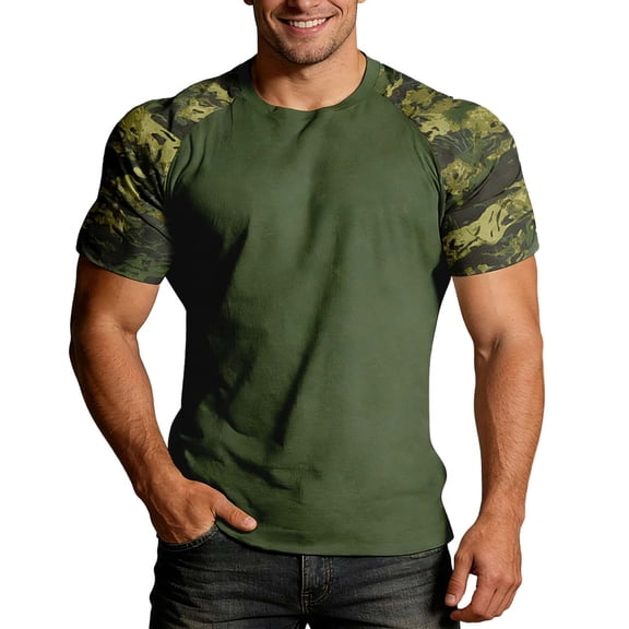 YANGXINX Mens Camo T-Shirts Lightweight Summer Camouflage Print Short Sleeve Crew Neck Tees Stretch Relaxed Fit Workout Tops