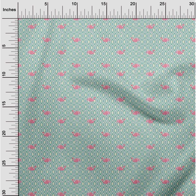 oneOone Cotton Flex Fabric Geometric & Flamingo Bird Print Fabric BTY 40 Inch Wide