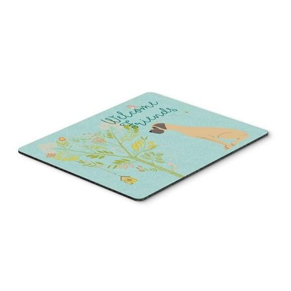 Welcome Friends Fawn Great Dane Natural Ears Mouse Pad - Hot Pad or Trivet