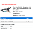 thumbnail image 2 of Turn Signal Switch - Compatible with 2001 - 2002 Chevy Silverado 1500 HD 6.0L V8, 2 of 2