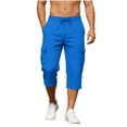 thumbnail image 2 of Horkkom Cargo Shorts for Men Elastic Waist Drawstring Hiking Shorts Summer Outdoor Casual Shorts with Pockets, S-3XL, 2 of 9