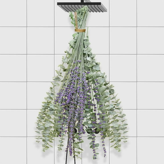 112 Pcs Dried Eucalyptus Stems & Lavender Flowers Bundle for Shower, 17'' Natural Real Eucalyptus Leaves Greenery Hanging Shower Leaves Eucalyptus Plant Indoor for Vase Filler, Home OfficeDecor