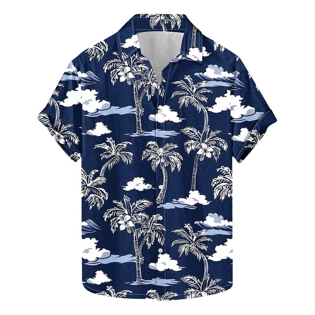 Camisas de Verano de los Hombres Impresas Manga Corta Solapa Superior, Diseño de Camuflaje Poliéster Spandex para la Fiesta de Verano de Primavera Y Casual