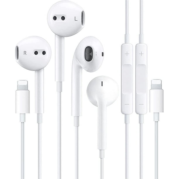 Écouteurs avec connecteur Lightning (microphone intégré et contrôle du  volume) [certifié Apple MFi] Compatible avec iPhone 13/12/SE/11/XR/XS/X  Plus prend en charge tous les systèmes iOS - lot de 2 