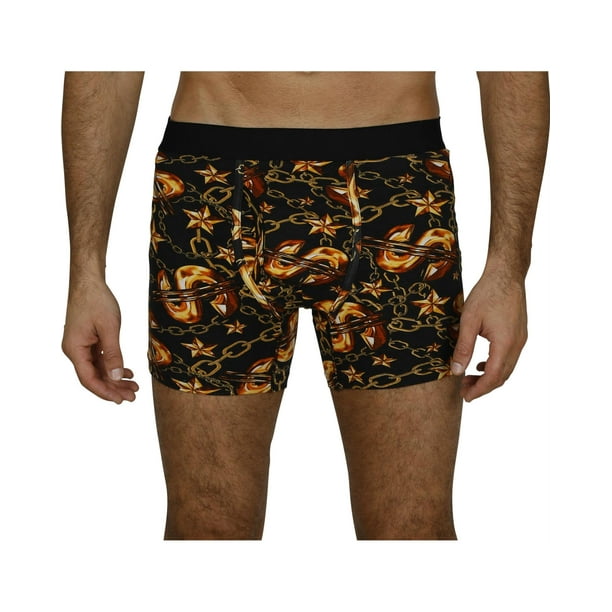 Fun Boxers Fun Boxers Mens Boxer Shorts Novelty Cotton Briefs Fun Bottoms, Gold Plated, Size