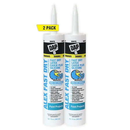Alex Fast Dry 10.1 Oz. - White Acrylic Latex Plus Silicone Caulk Sealer - 2-Pack