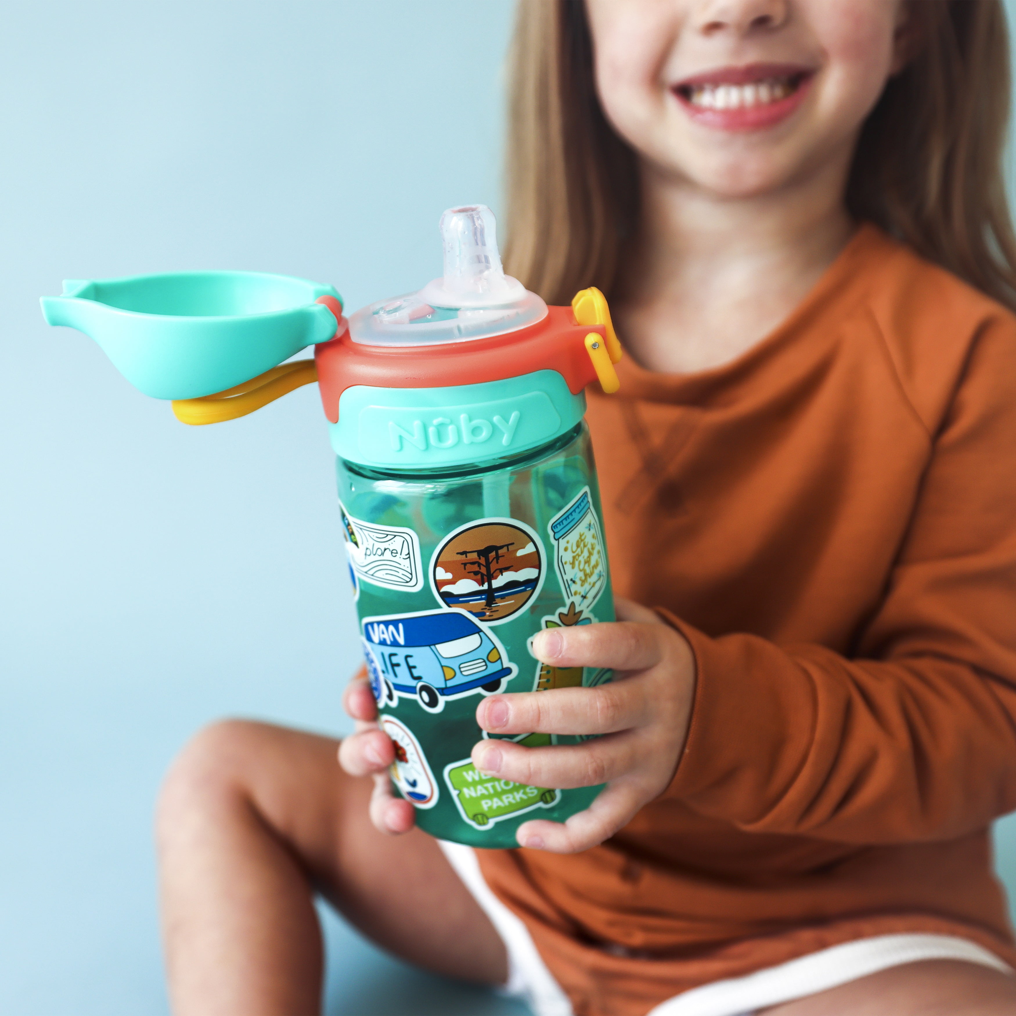 (2 pack) Nuby Thirsty Kids Flip-It Bolt Travel Straw Cup, 14 fl oz