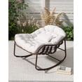thumbnail image 2 of Patio Furniture Outdoor Papasan Rocking Chair, Oversized Wicker Lounge Chair with Cushion and Metal Frame, Patio Rattan Egg Rocker for Balcony Backyard Porch Bedroom, White, 2 of 7