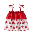 thumbnail image 2 of Delliss Toddler Baby Girl's Off The Shoulder Ruffle Trim Strawberry Print Clothes Sleeveless Adjustable strap Blouse Top 1-5 Years, 2 of 9