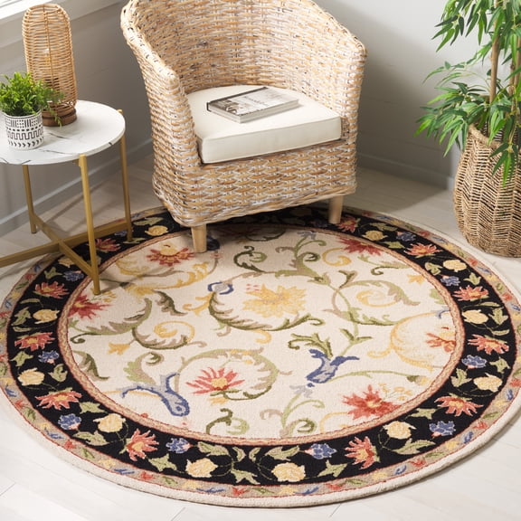 Safavieh Chelsea Lorna Bordered Area Rug, Ivory/Black, 5'6" x 5'6" Round