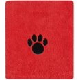 thumbnail image 2 of DII Bone Dry Microfiber Dog Bath Towel with Embroidered Paw Print - 44x27.5" - Red, 2 of 8