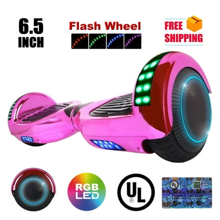 UL2272 Certified TOP LED 6.5" Hoverboard Two Wheel Self Balancing Scooter New Chrome Pink