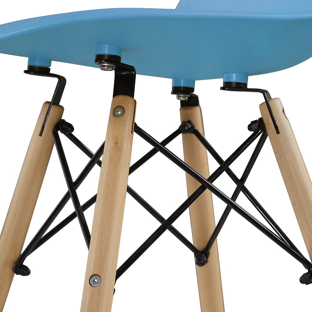 Kepooman 2 PCS Modern Armless Dining Chairs with Wood Legs, Light Blue