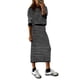 thumbnail image 1 of Conjunto de suéter PRETTYGARDEN, falda midi de punto a rayas negras para mujer, 1 of 9