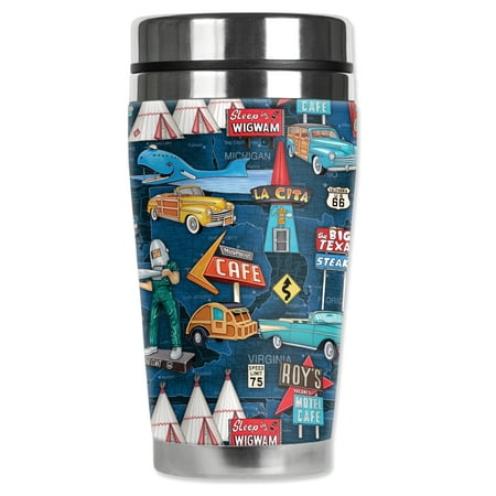 

Mugzie brand 16-Ounce Stainless Steel Travel Mug with Insulated Wetsuit Cover - Travel Campers