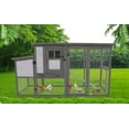 thumbnail image 3 of Noaman 79" Large Chicken Coop with Upgraded Perches, Wooden Outdoor Chicken Cage for 5-8 Chickens/Ducks/Rabbits, Weatherproof Asphalt Roof, Removable Bottom, Easy Cleaning, Blue+Grey, 3 of 12