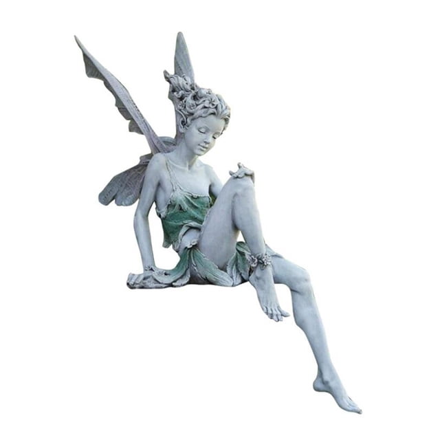 Figuras de jardín de elfos de jardín de hadas al aire libre, esculturas de resina de figuras de hadas y estatua de jardín de ángel (blanco) JM JM
