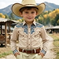 thumbnail image 2 of FINALGANG Boy's Western Cowboy Shirt Print Long Sleeve Regular Fit Shirts Kids Western Cowboy Shirt Casual Button Down Tops For Boys Party Shirt 6-7 Years, 2 of 4
