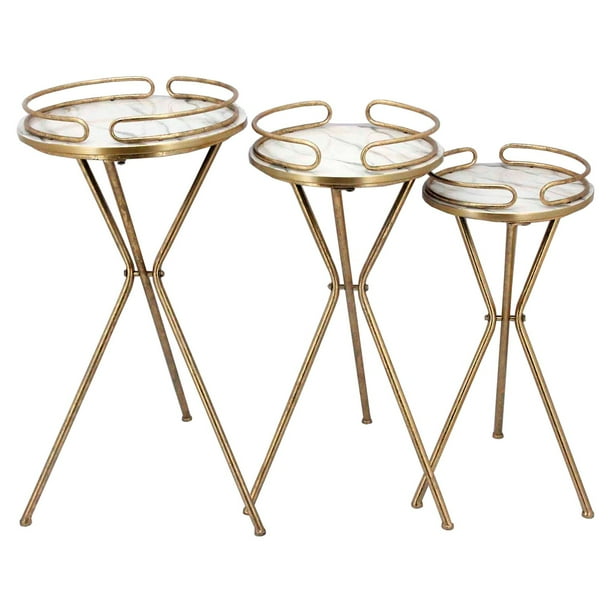Sagebrook Home Round Gold Accent Tables Set of 3